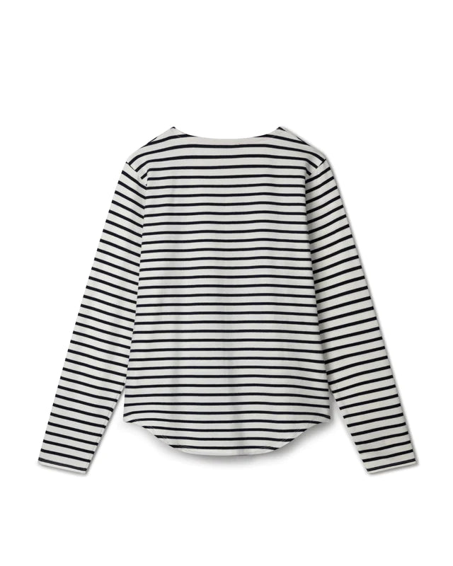 Fleur Stripe Blouse  in Navy/white