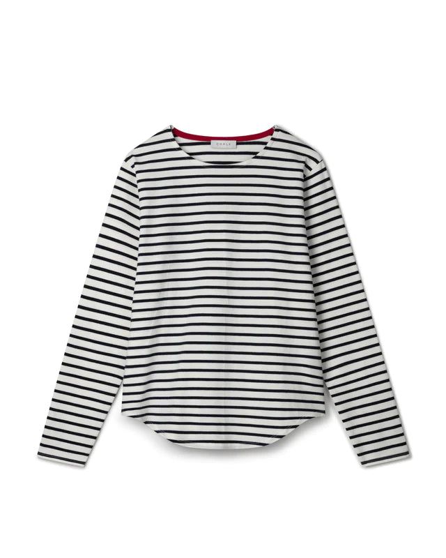 Fleur Stripe Blouse  in Navy/white