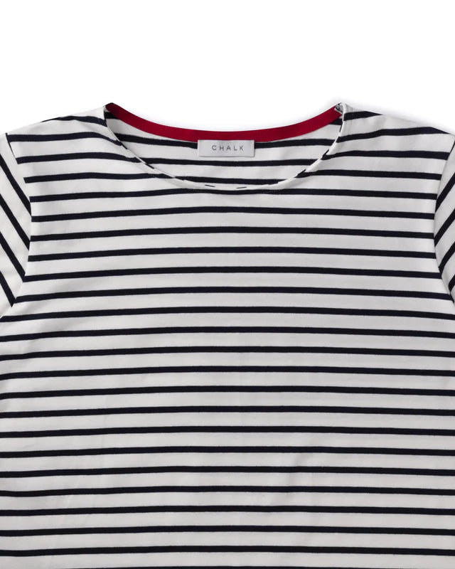 Fleur Stripe Blouse  in Navy/white