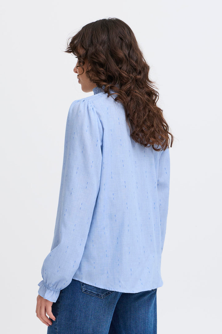 Fransa Bluebell long sleeved Shirt | Blue | White