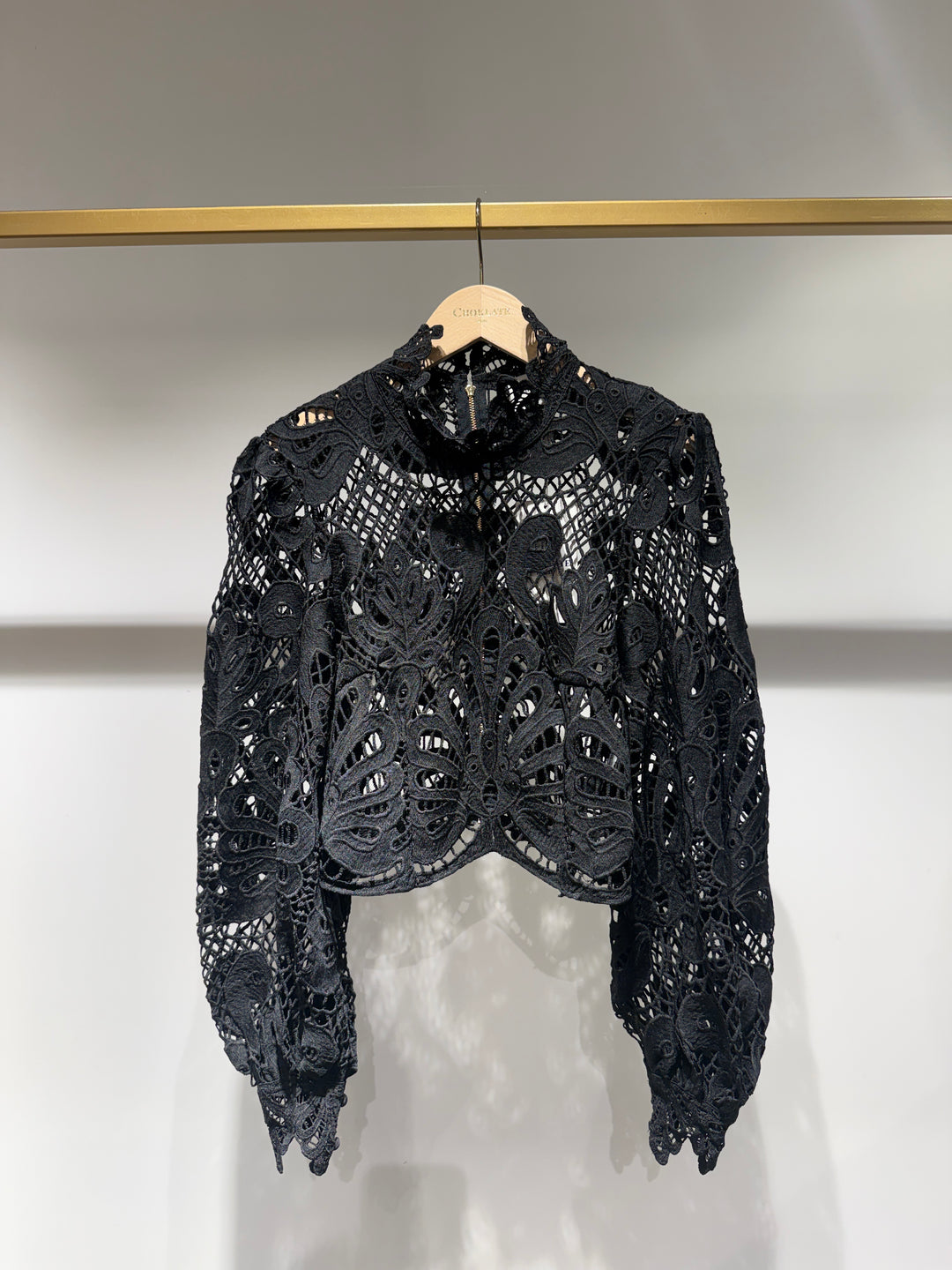 The Janette Lace Bomber Jacket - Black - Ecru