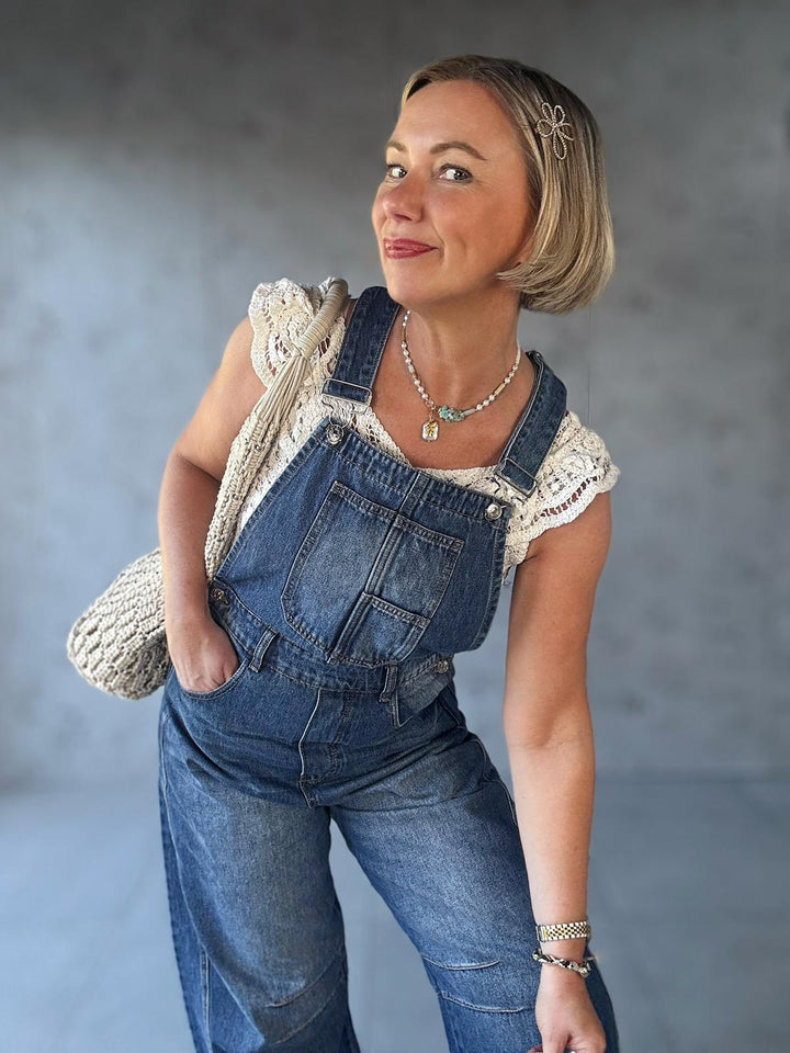 Bluivy Women’s Barrel Leg Denim Dungarees - Ethical Boho Chic