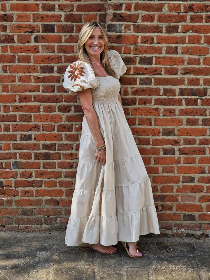 Best seller!! The Porto Fino maxi dress w/embroidered  sleeves