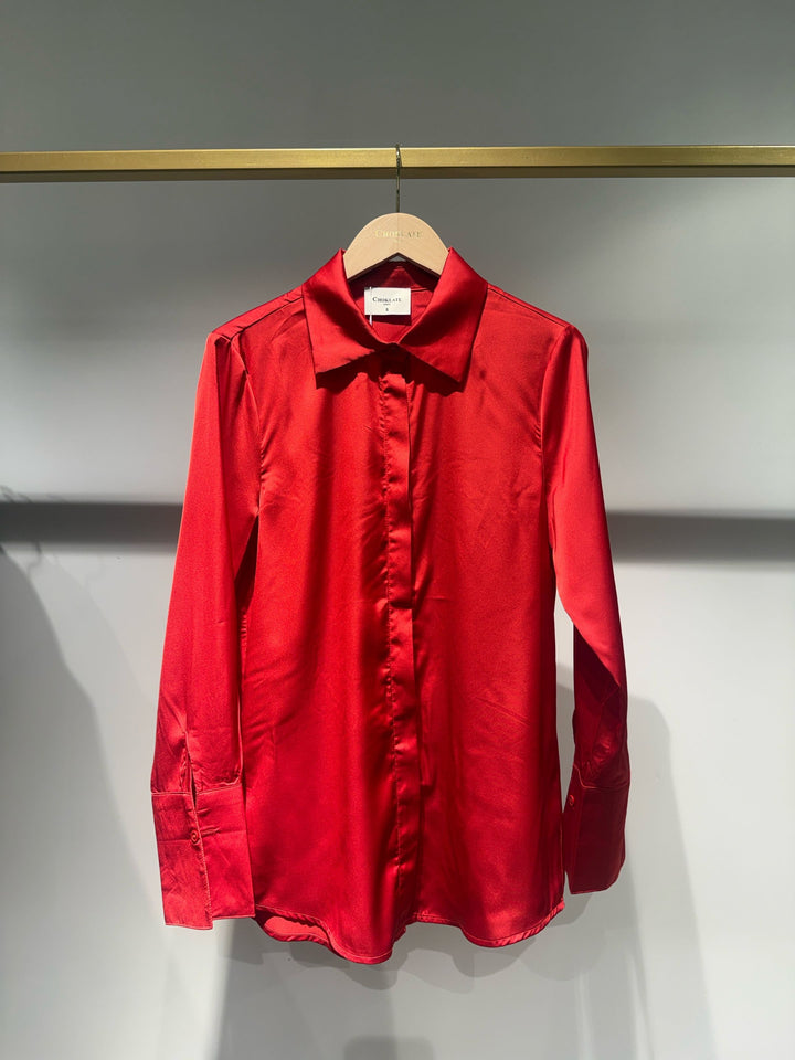 Liana Satin Shirt - Mocha or ice Blue