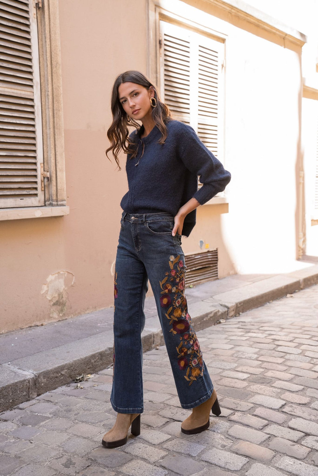 The Dolce denim embroidered trousers