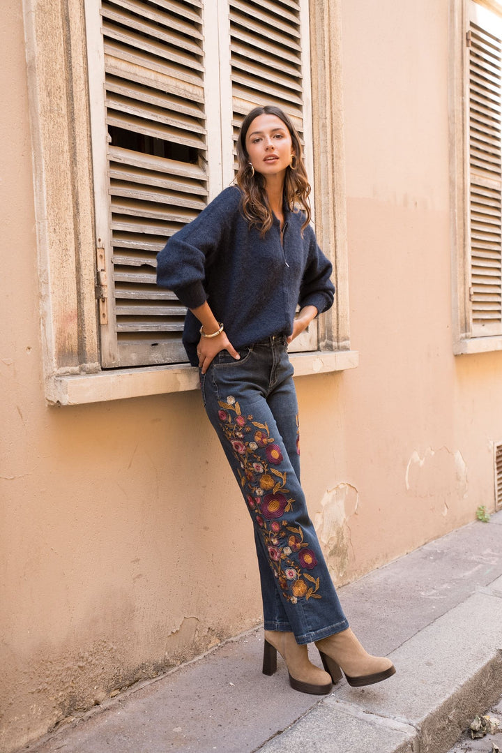 The Dolce denim embroidered trousers