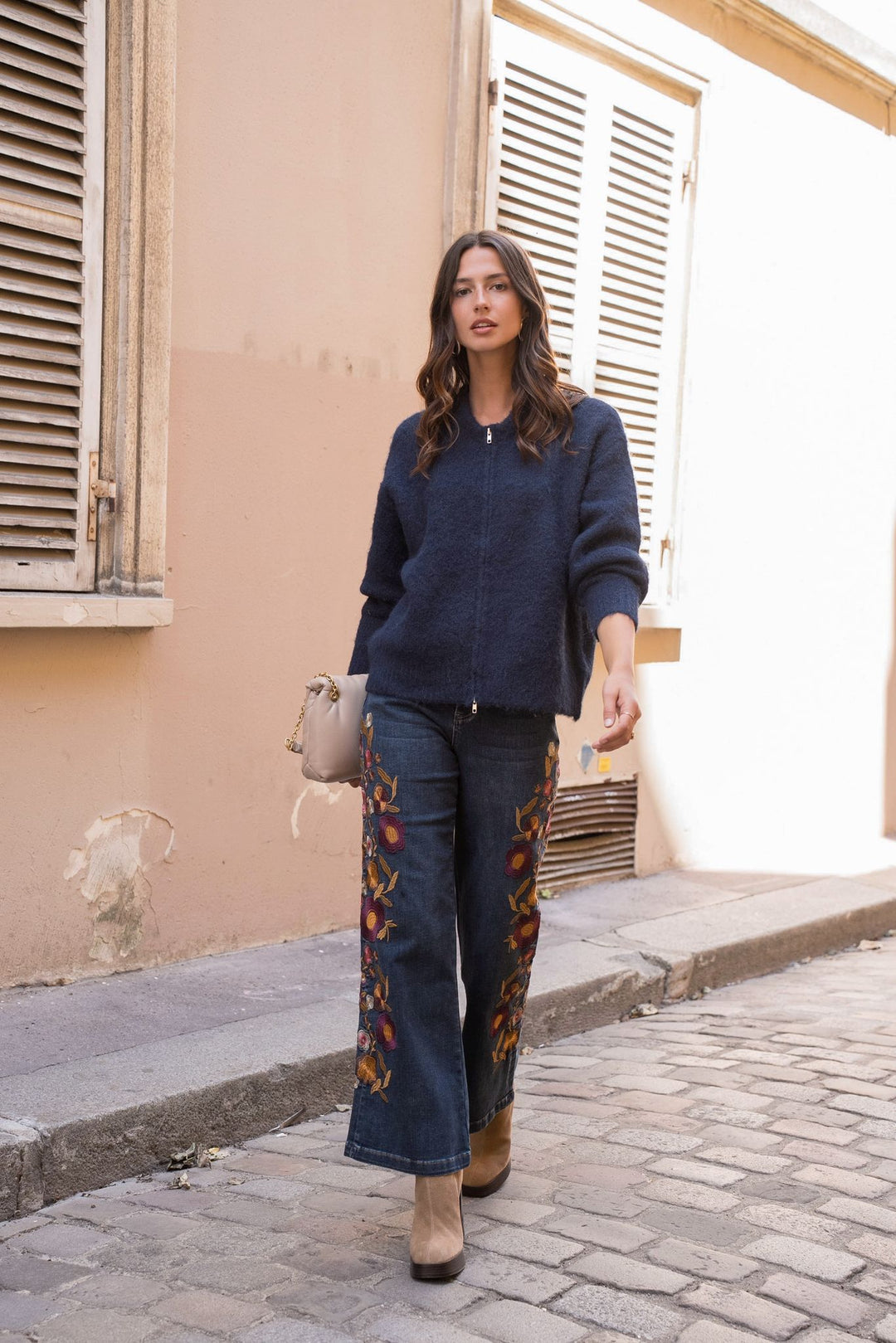 The Dolce denim embroidered trousers