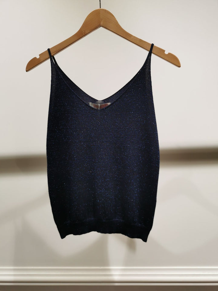 Carbis Bay Metallic Fine knitted lurex vest  top