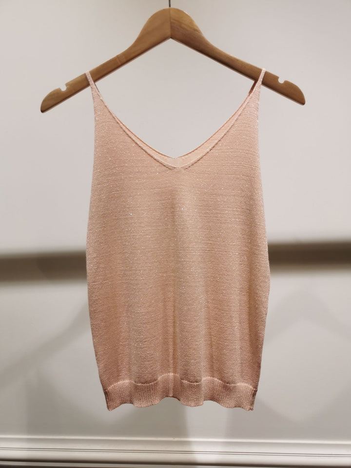 Carbis Bay Metallic Fine knitted lurex vest  top