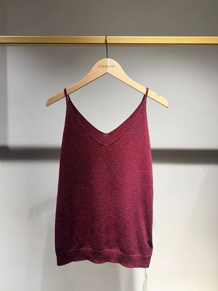 Carbis Bay Metallic Fine knitted lurex vest  top