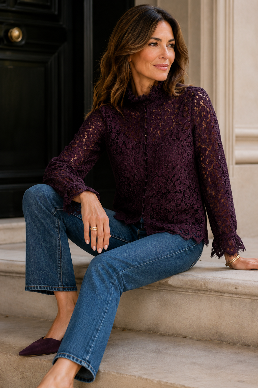 Sabina Lace Blouse - Plum