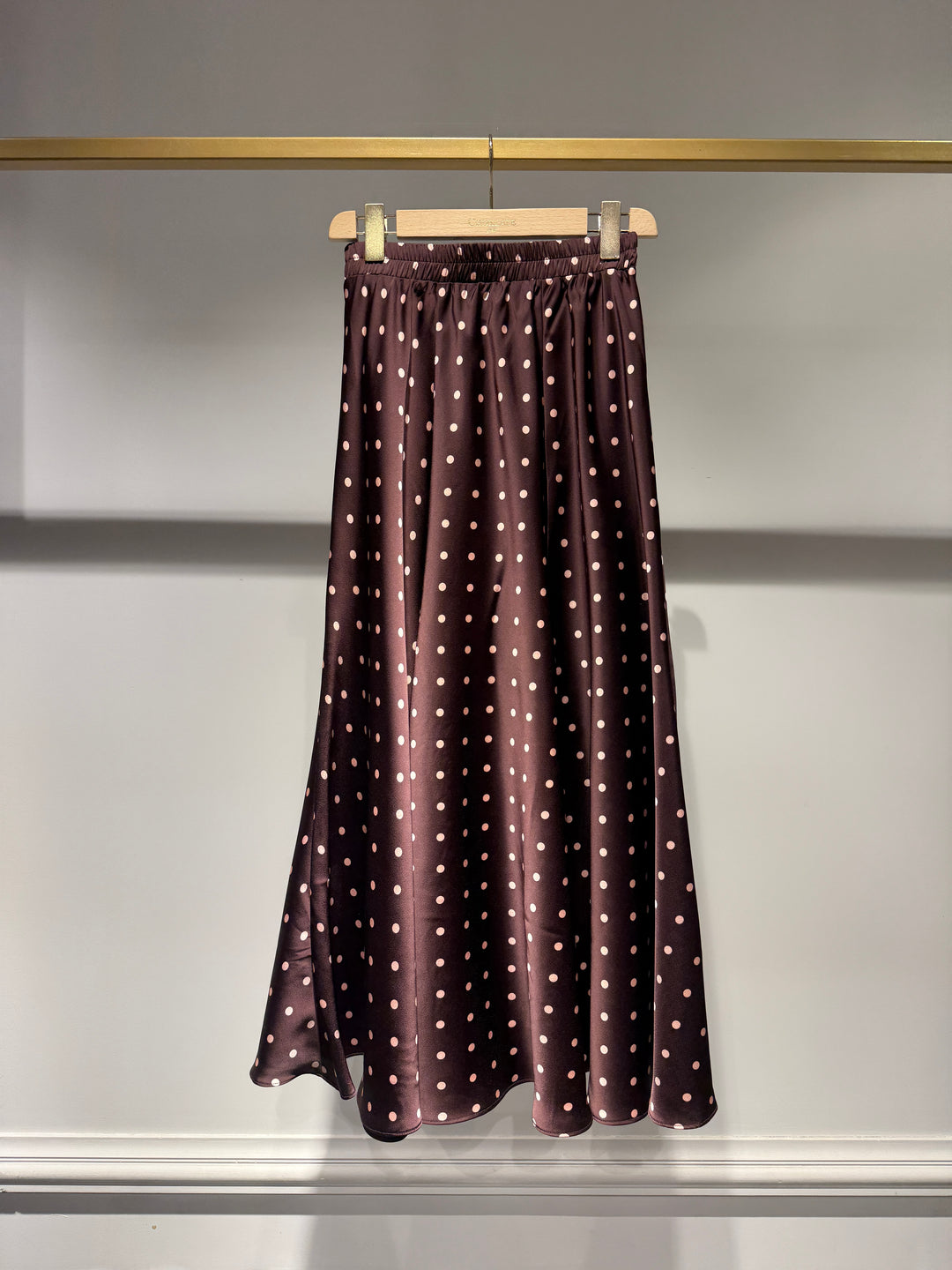 Elisabeth Satin Polka-Dot Printed Top - Plum & Blush dots