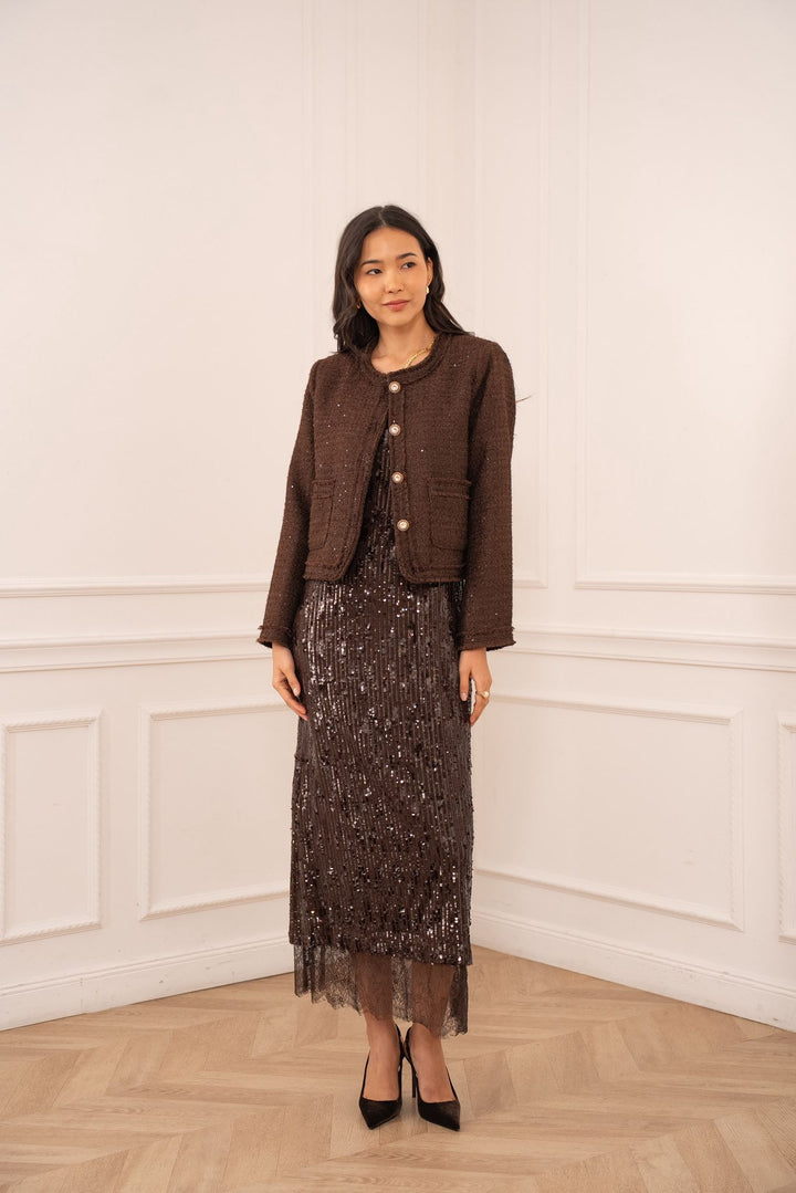 Lola tweed jacket - Chocolate Brown