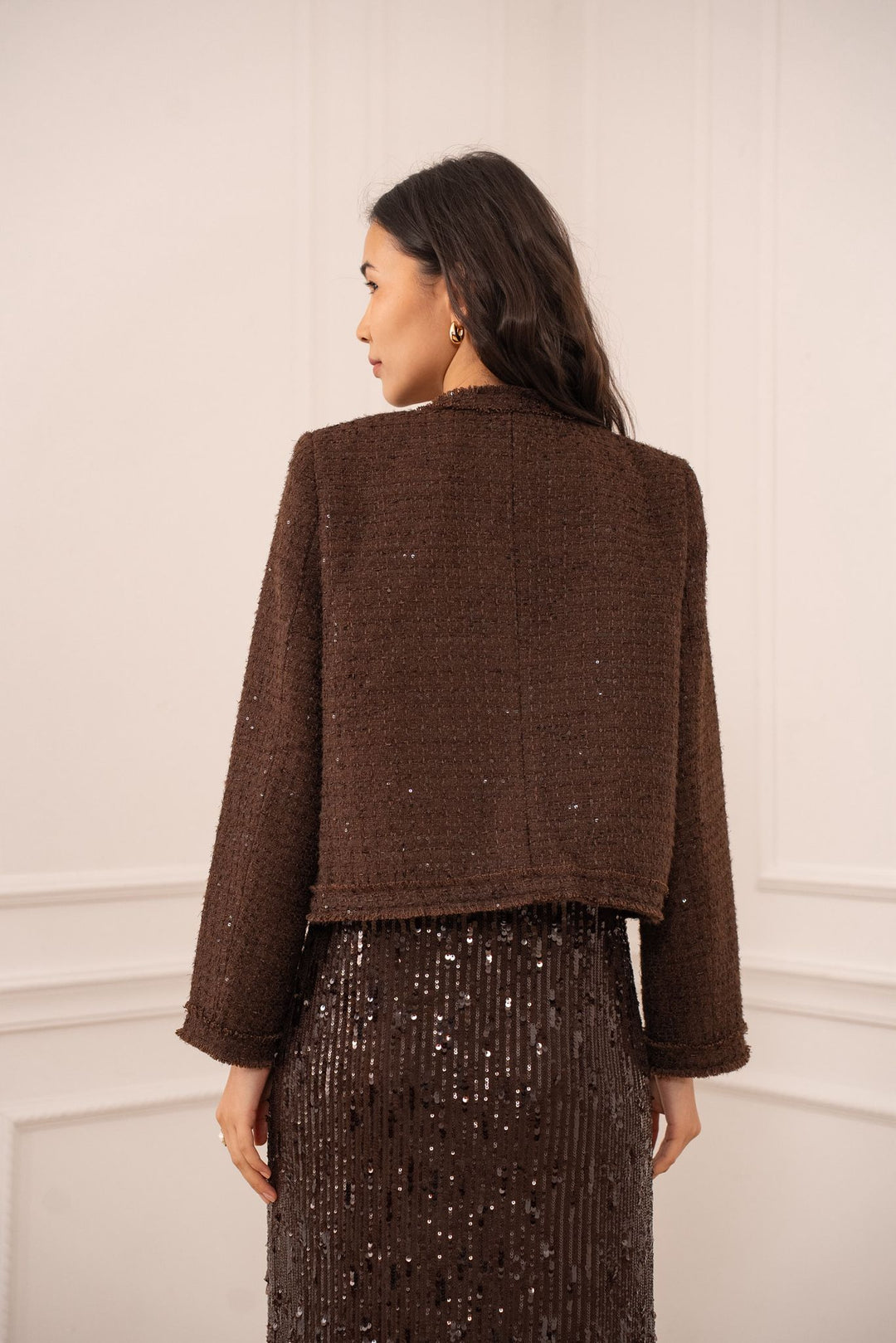 Lola tweed jacket - Chocolate Brown