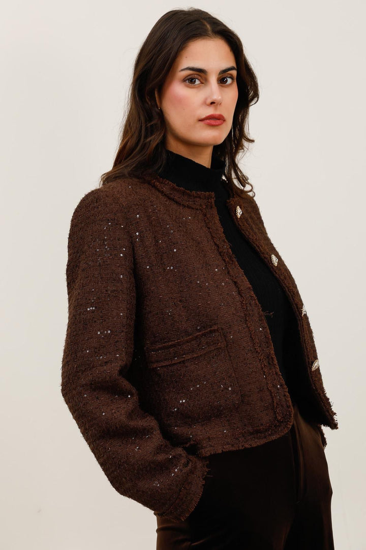 Lola tweed jacket - Chocolate Brown