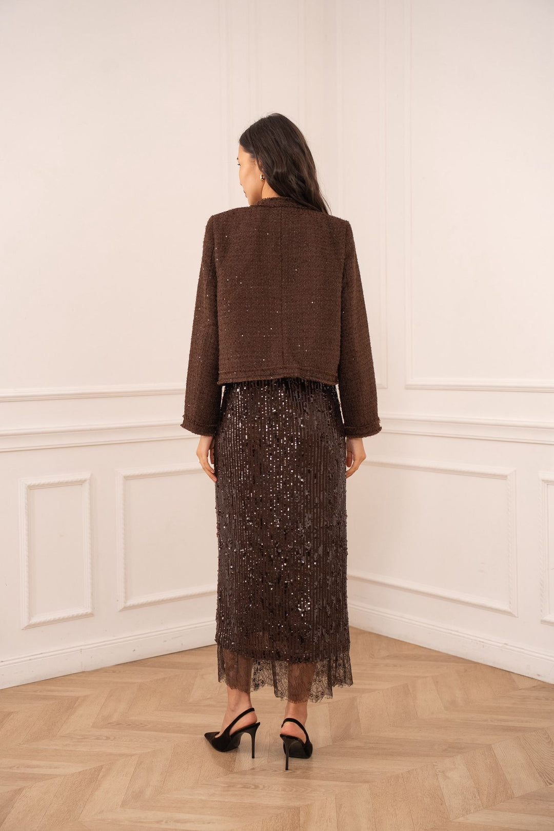 Lola tweed jacket - Chocolate Brown