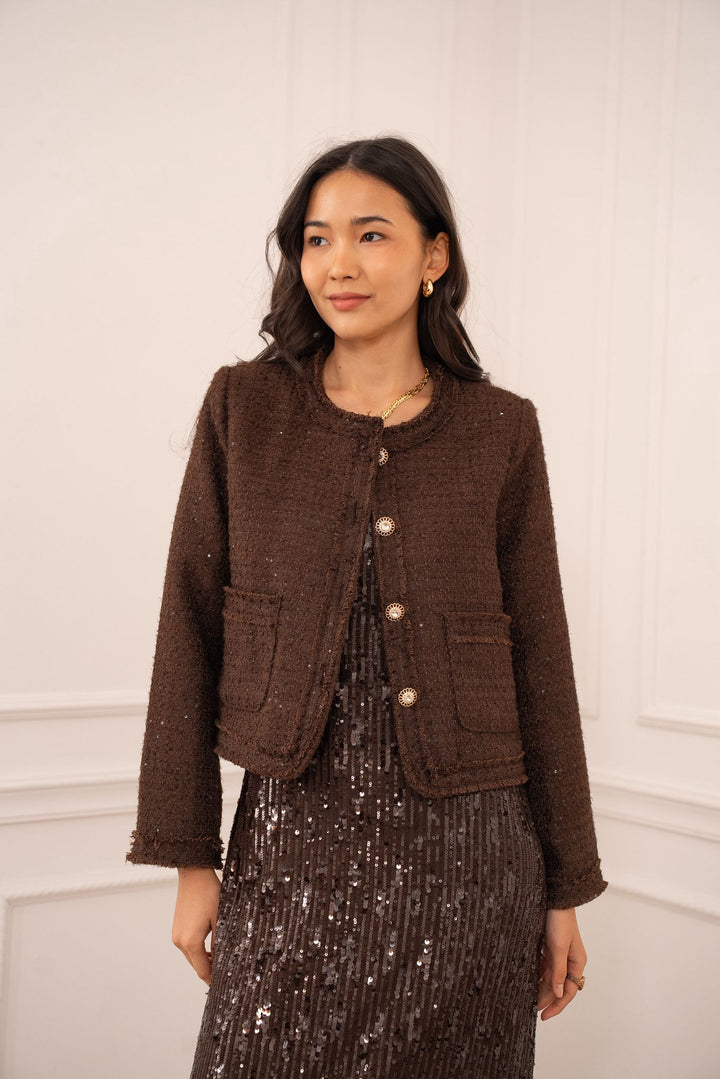 Lola tweed jacket - Chocolate Brown