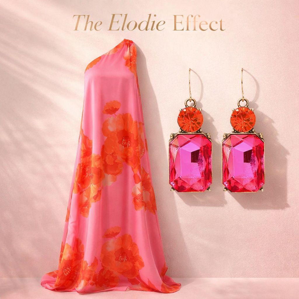 Elodie  Floral Pleated Maxi Dress - Pink/Orange