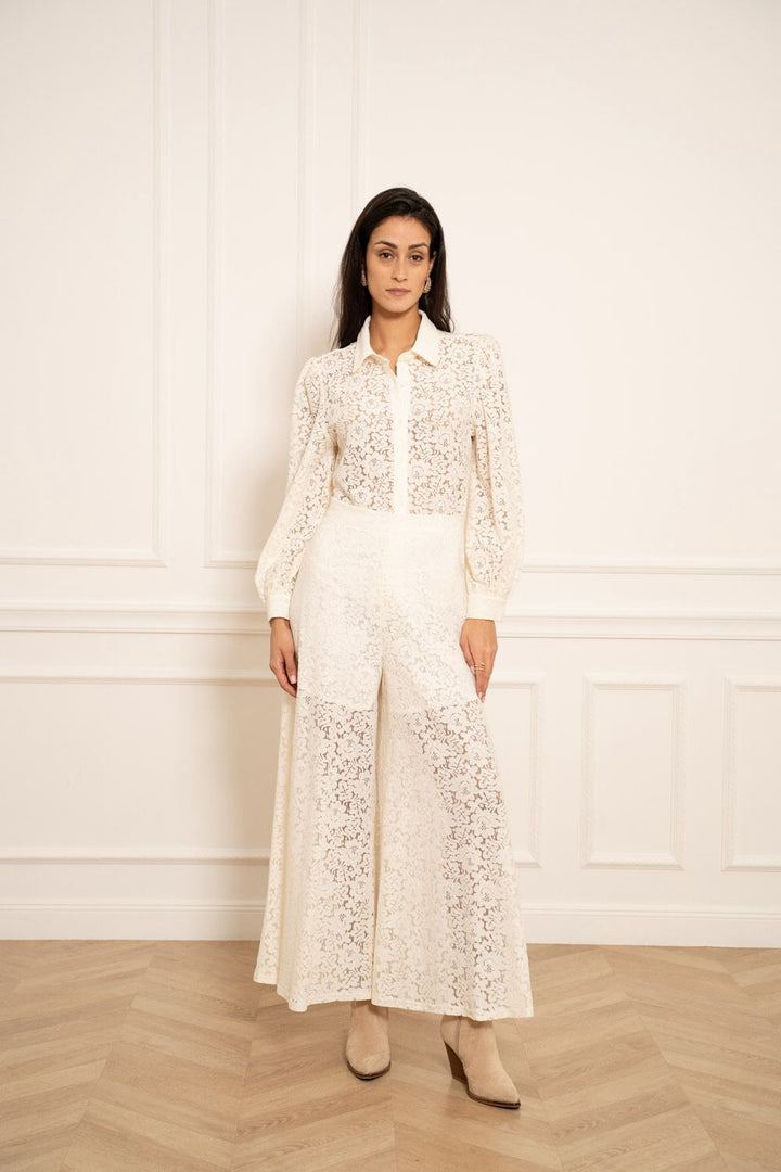 Paris Lace Culottes Trousers - Cream