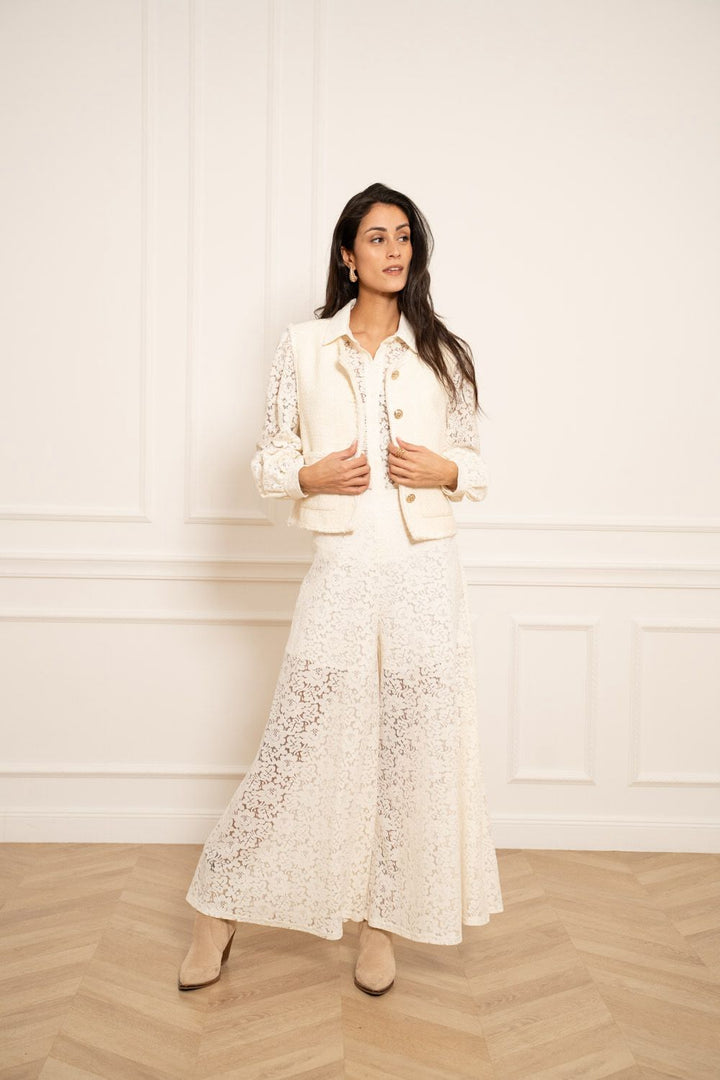 Paris Lace Culottes Trousers - Cream