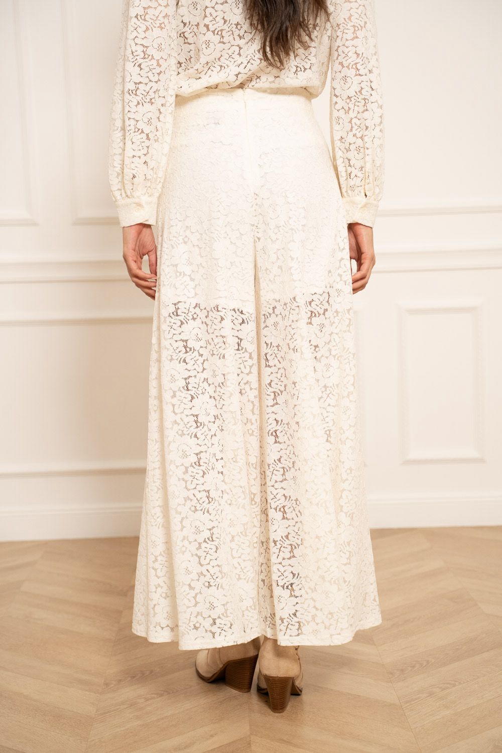 Paris Lace Culottes Trousers - Cream