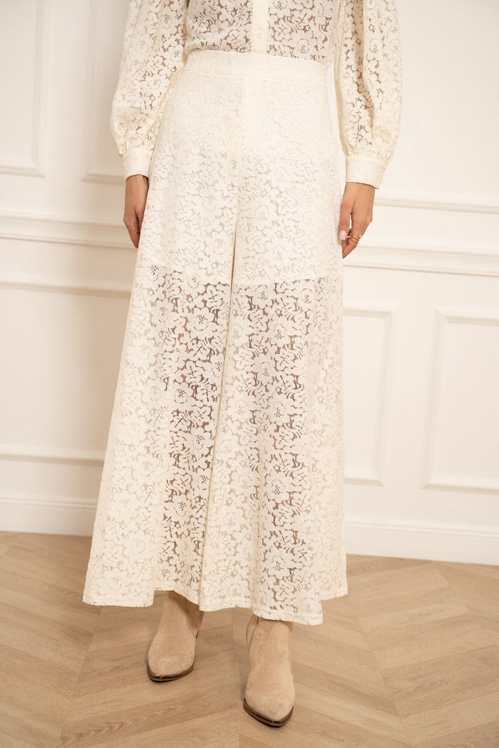 Paris Lace Culottes Trousers - Cream