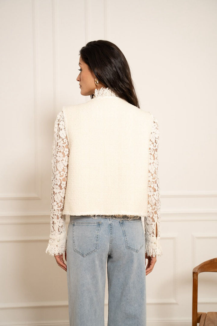 Anya tweed waistcoat - cream