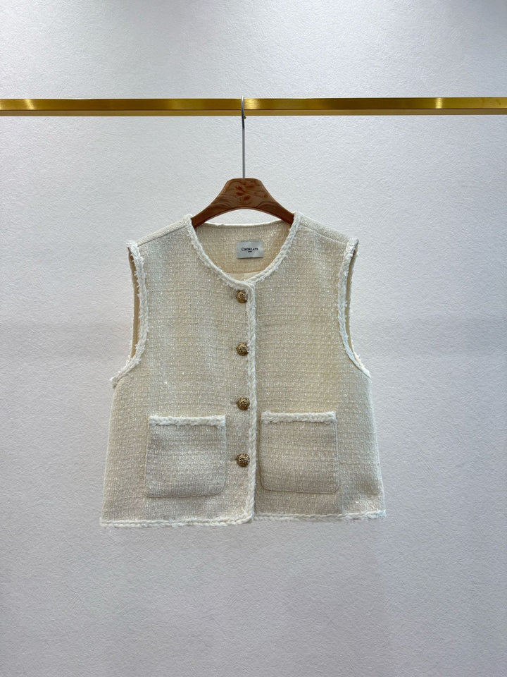 Anya tweed waistcoat - cream