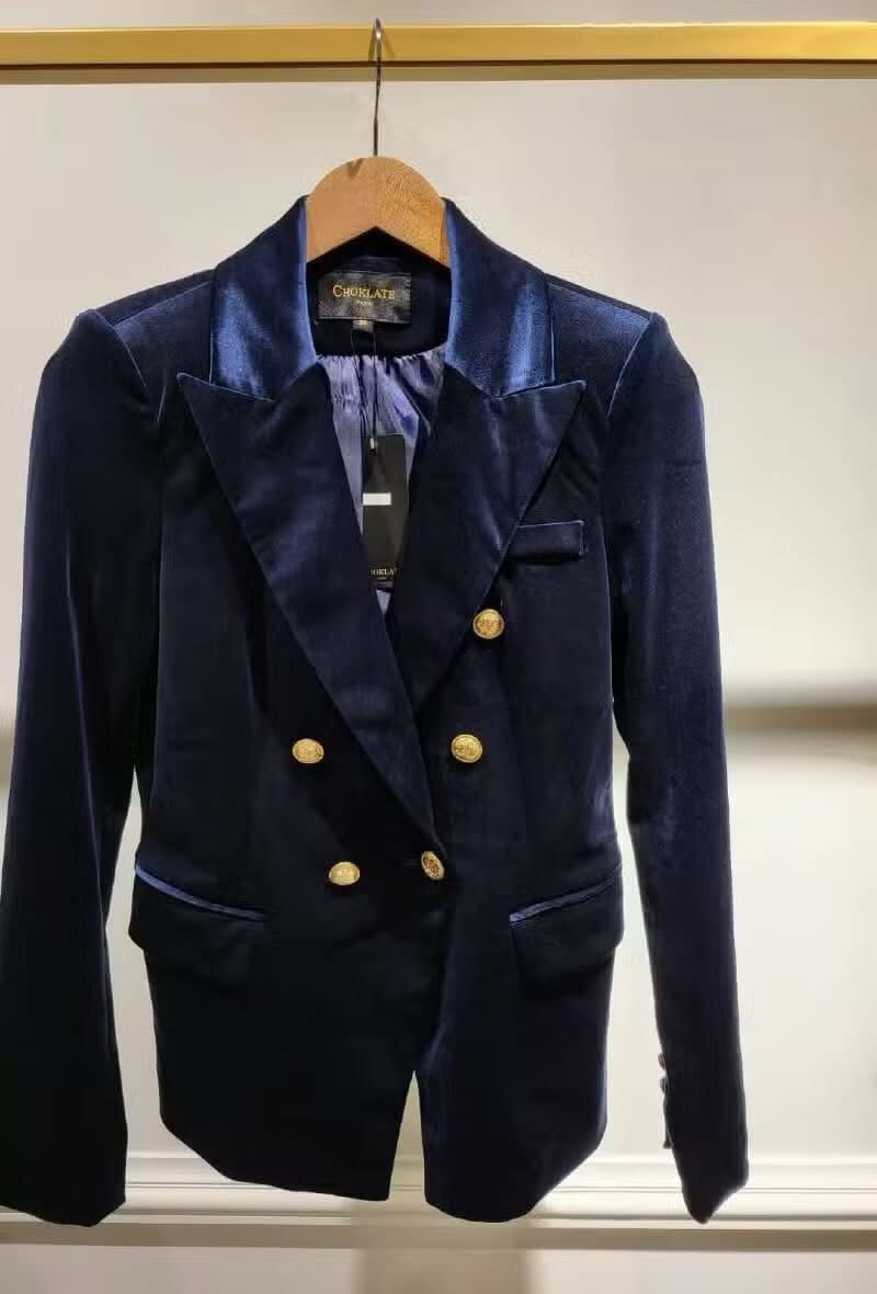 Octavia Velvet Blazer - Navy Blue