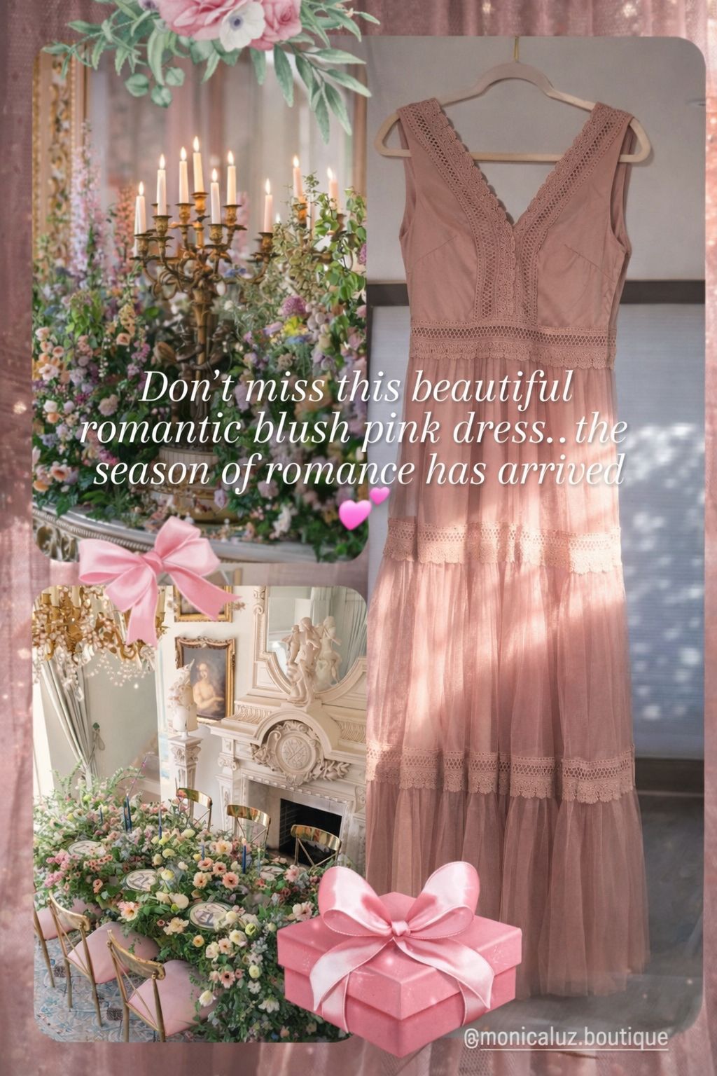 Nikki Polka dot tulle and lace maxi dress - Soft Rose