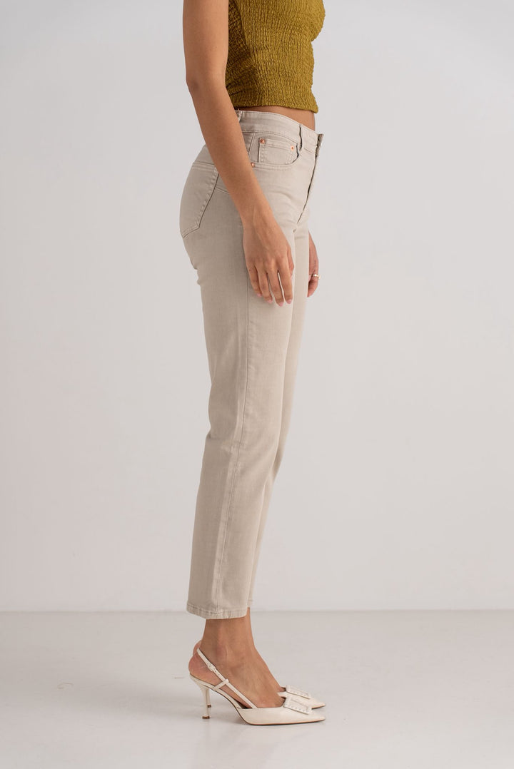 Soft Sand Straight Leg Denim Trousers