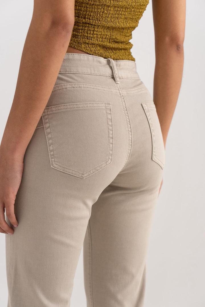 Soft Sand Straight Leg Denim Trousers