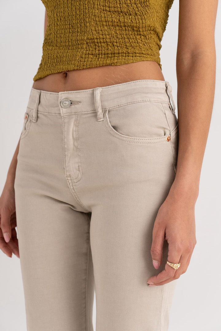 Soft Sand Straight Leg Denim Trousers