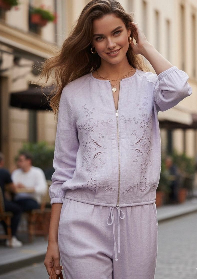 Lavender Grace Embroidered set -Trouser & Jacket
