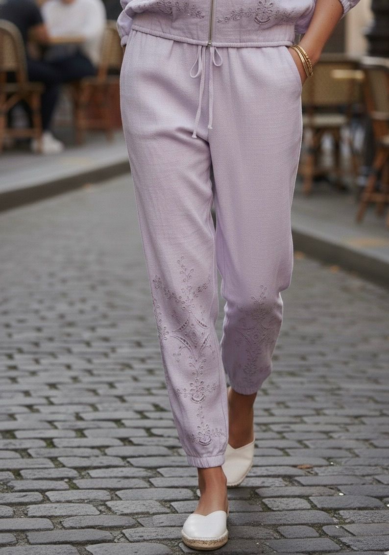 Lavender Grace Embroidered set -Trouser & Jacket