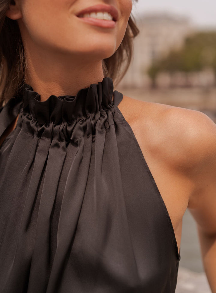 Lori Anne Halter Neck Satin Top