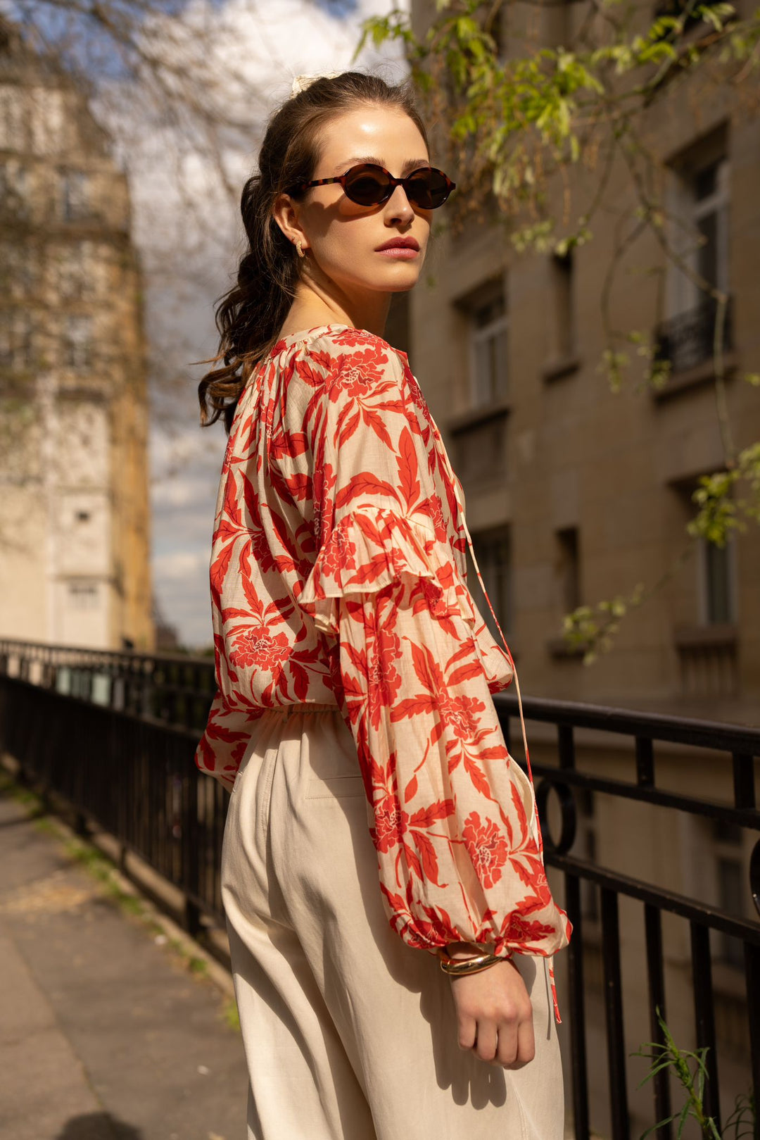 The Sienna Bloom Blouse - coral