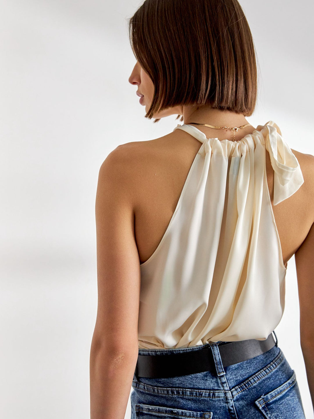 Lori Anne Halter Neck Satin Top