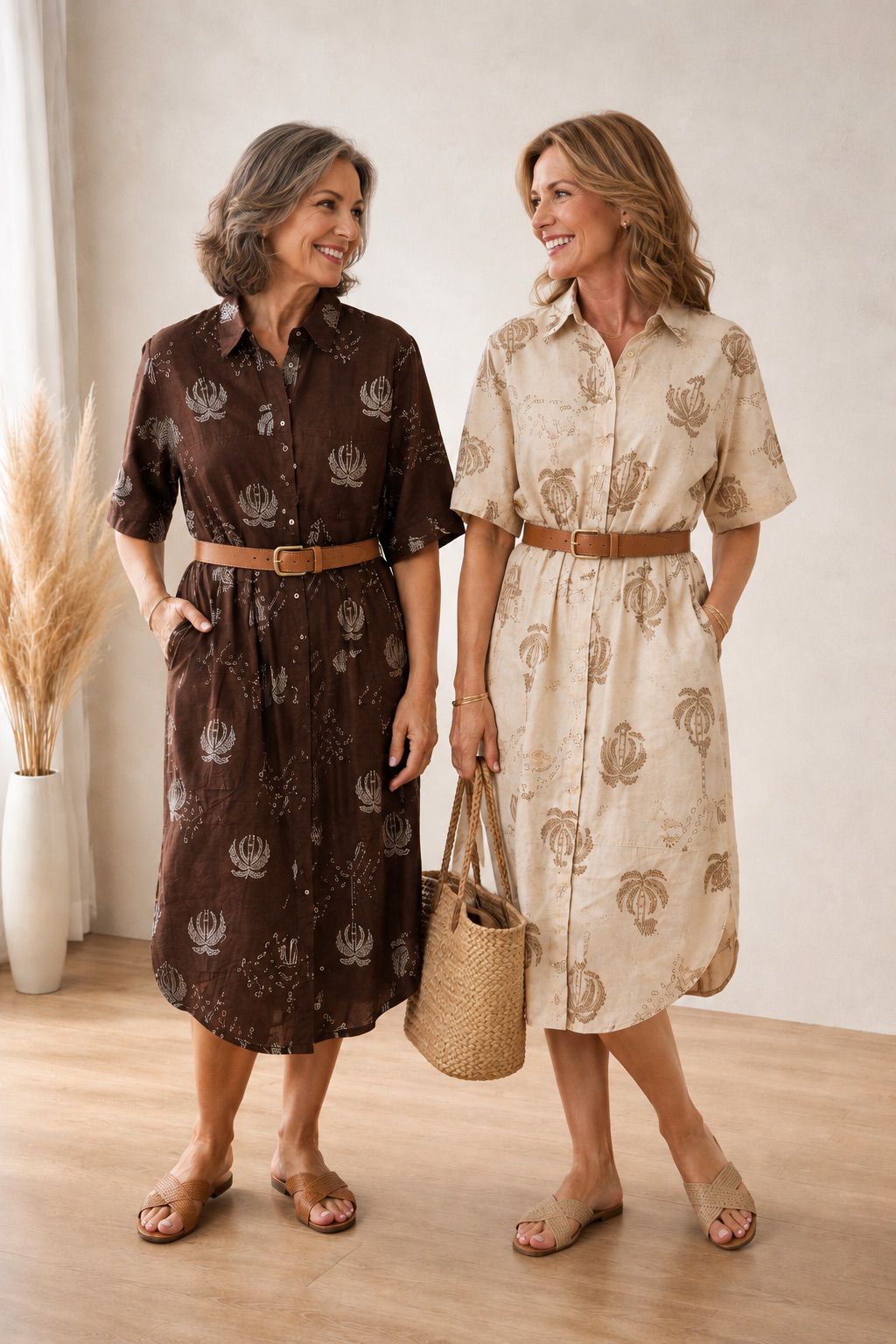 The Elizabeth Dress - Brown - Beige