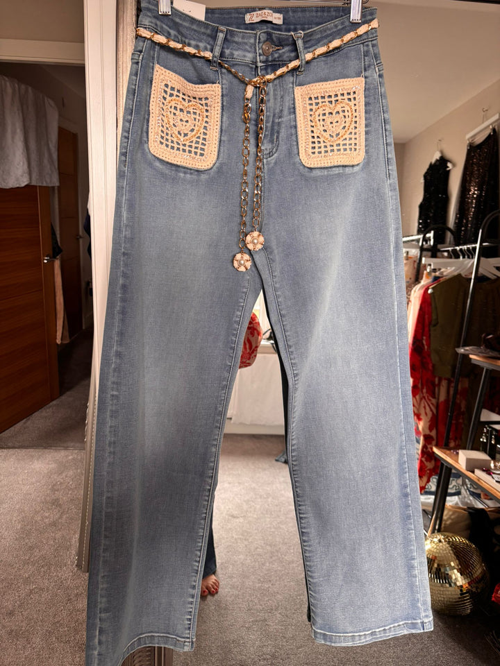 Bohemian Firefly Lane Wide Leg Denim Trousers - Blue
