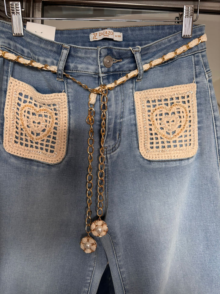 Bohemian Firefly Lane Wide Leg Denim Trousers - Blue