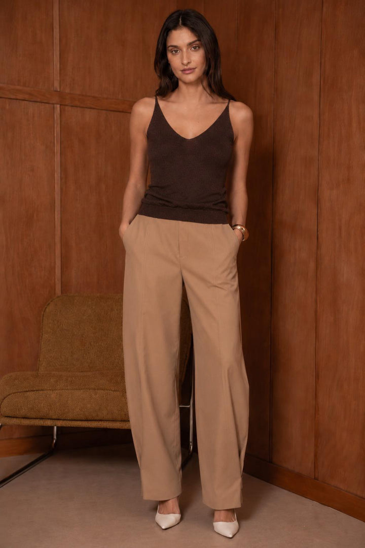 Das Dominique Metallic Feinstrick-Top
