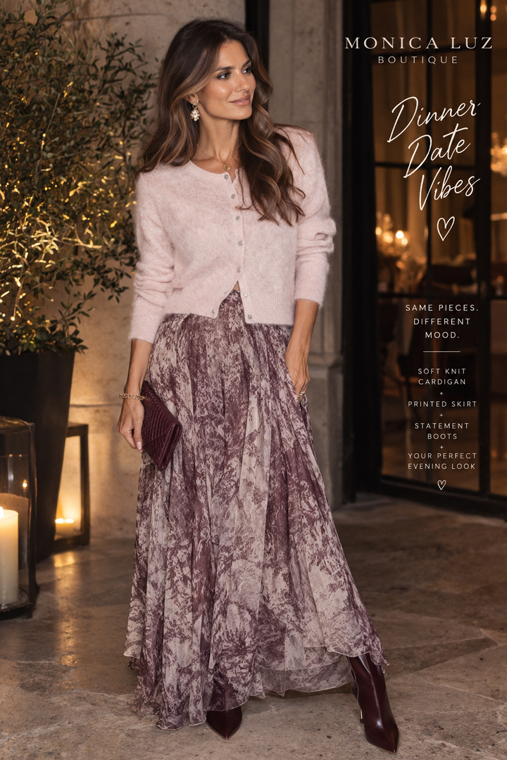 Marble Skinny Fit Tulle Skirt - Burgundy