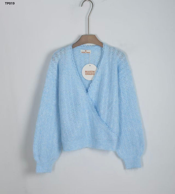 Camille Wool & Alpaca Blend Wrap Jumper - Powder Blue
