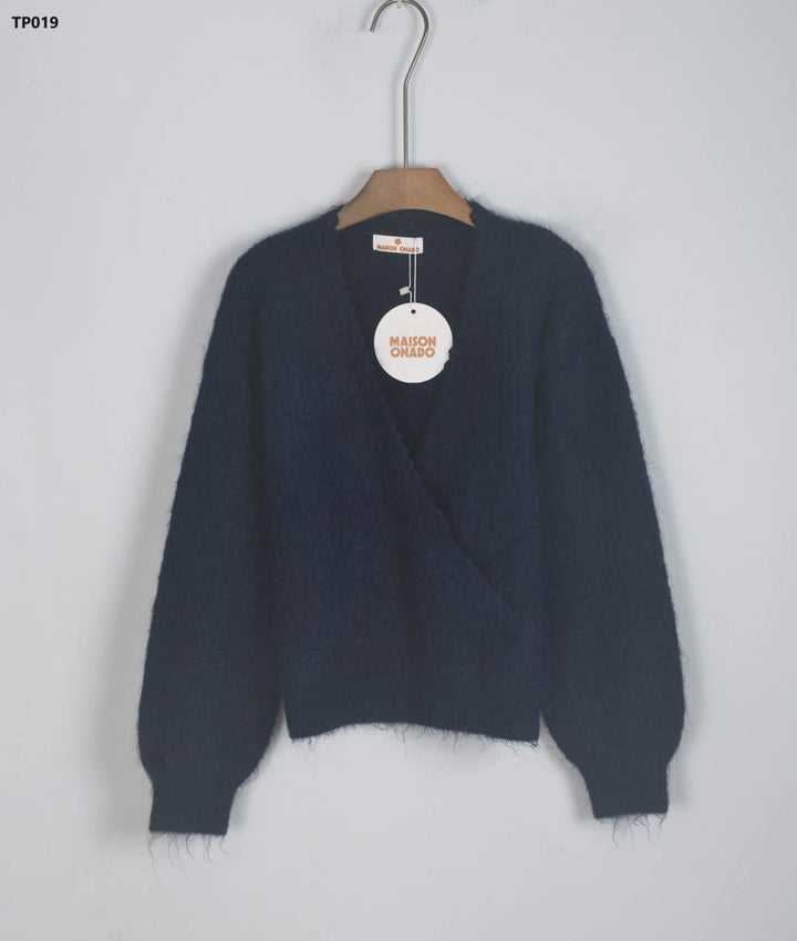 Camille Wool & Alpaca Blend Wrap Jumper - Navy Blue