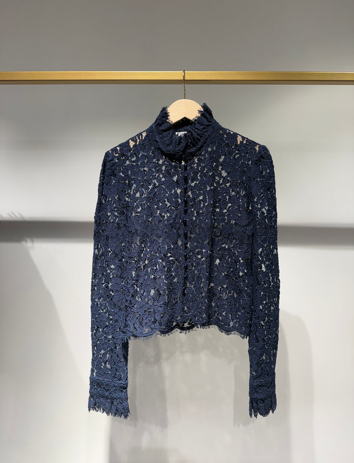 Sabina Lace Blouse - Navy Blue