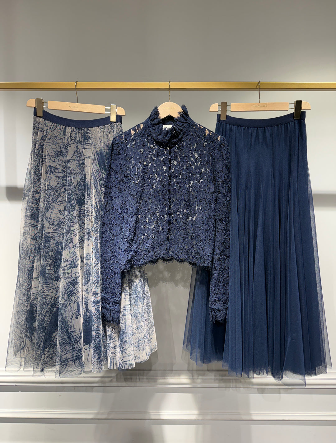 Sabina Lace Blouse - Navy Blue