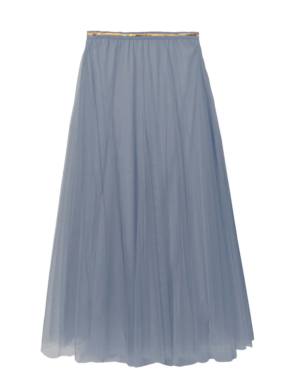 Light blue tulle skirt on a white background