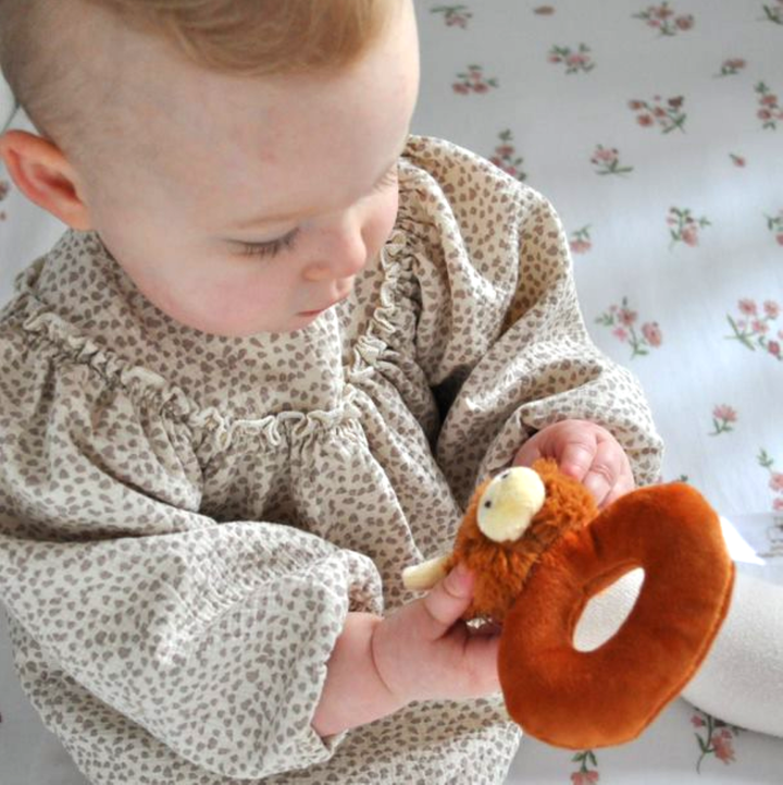 Highland Brown Cow Baby Plush Rattle - 10CM