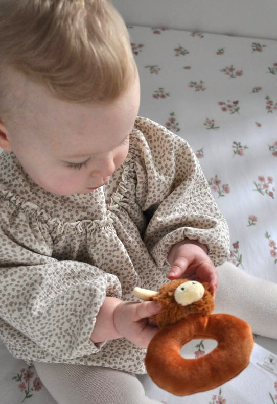 Highland Brown Cow Baby Plush Rattle - 10CM